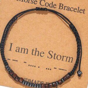 "I AM THE STORM" Morse Code Bracelets w/Adjustable String Inspirational